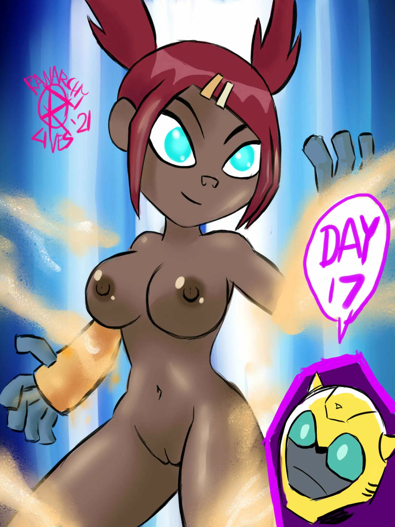 Image 1girls,big_breasts,breasts,female,nipples,pussy,red_hair,boobs,dark_skin,solo_female,solo_focus,dark-skinned_female,transformers,bumblebee_(transformers),indian,indian_female,sari_sumdac,ranarchy