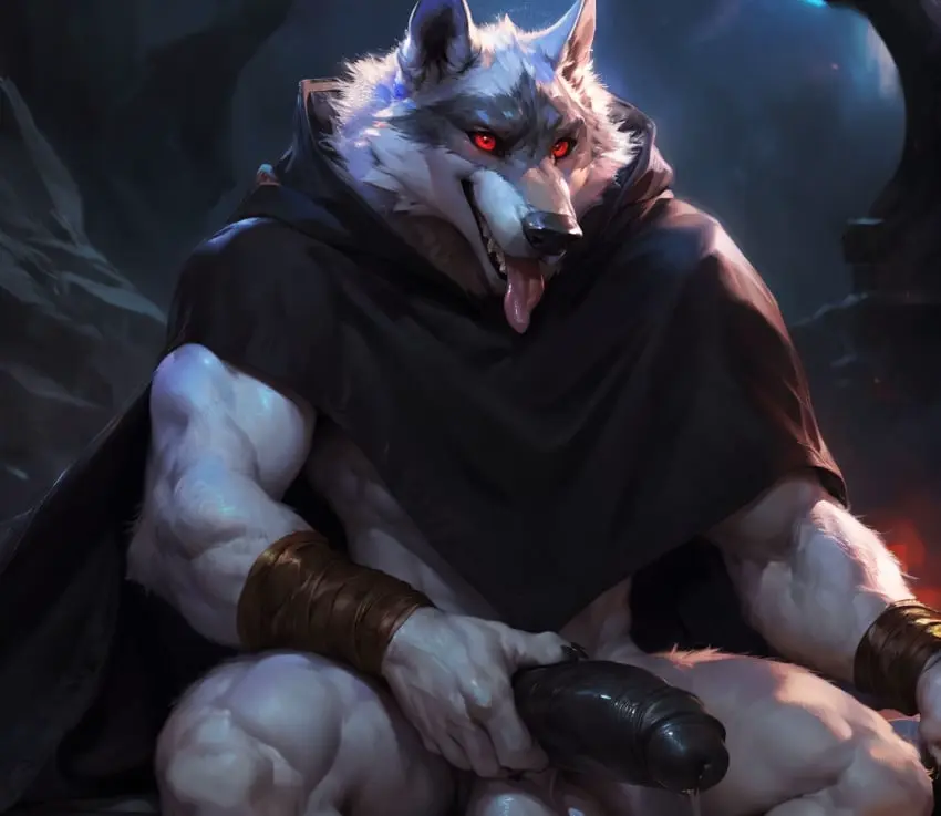 Image clothing,hi_res,looking_at_viewer,open_mouth,red_eyes,solo,male,penis,tongue_out,tongue,erection,humanoid_penis,muscular,muscular_male,ai_generated,balls,anthro,spread_legs,spreading,sitting,night,genital_fluids,bodily_fluids,canid,canine,canis,fur,genitals,mammal,precum,wolf,white_body,outside,humanoid_genitalia,tuft,white_fur,mostly_nude,death_(puss_in_boots),holding_penis,hand_on_penis,neck_tuft,cloak,wraps,arm_wraps,cloak_only
