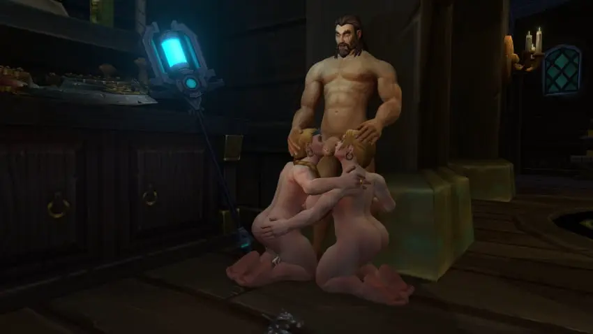 Image female,human,1boy,2girls,cum,male,fellatio,warcraft,world_of_warcraft,3d,blowjob,human_male,dwarf,human_(world_of_warcraft),dwarf_female,dwarf_(warcraft),archif,victor_bendam