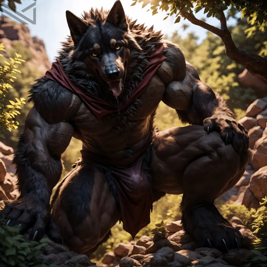 Image clothed,clothing,hi_res,looking_at_viewer,smile,solo,male,colored,athletic,muscular,muscular_male,ai_generated,shaded,solo_focus,anthro,absurd_res,bulge,outdoors,realistic,canid,canine,canis,fur,genitals,mammal,wolf,muscular_anthro,pecs,detailed,black_nose,outside,tree,colorful,abs,running,plant,tuft,1:1,detailed_background,detailed_bulge,light,city,4k,full-length_portrait,portrait,lighting,three-quarter_portrait,detailed_fur,warm_colors,soft_shading,notte_(artist)