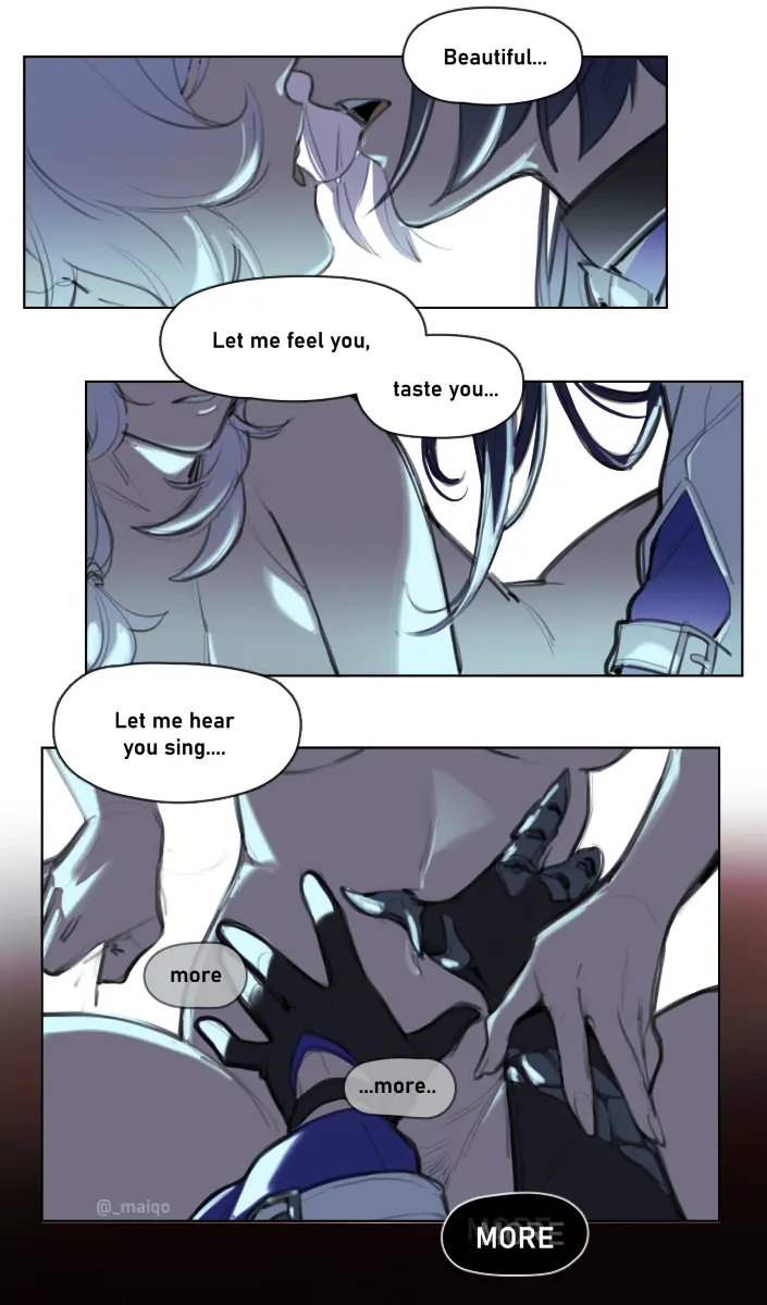 Image breasts,female,highres,long_hair,open_mouth,2girls,futanari,intersex,purple_hair,saliva,comic,looking_at_another,yuri,kissing,saliva_trail,femdom,implied_sex,french_kiss,after_kiss,honkai:_star_rail,close-up,acheron_(honkai:_star_rail),single_bare_shoulder,implied_futa,black_swan_(honkai:_star_rail),maiqo