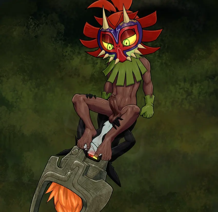 Image 1girls,female,1boy,male,penis,feet,anthro,monster,male_focus,the_legend_of_zelda,midna,twilight_princess,majora's_mask,kokobiel,skull_kid