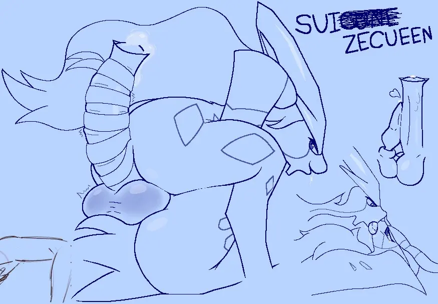 Image male,penis,pokemon,pokemon_(species),feral,horsecock,french_kiss,legendary_pokemon,tailjob,suicune,cobalion