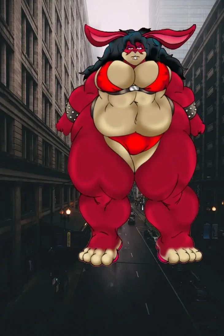 Image red_eyes,black_hair,bra,panties,thick_thighs,feet,belly,belly_button,mole,rabbit_ears,giantess,ssbbw,amazon,macro,bbw,city,furaffinity,red_nails,rabbit_tail,fists_clenched,rabbit_humanoid,photoshop,german,furaffinity_username,50percentgrey,brunhilde,disappointed_look,sb127,stroll