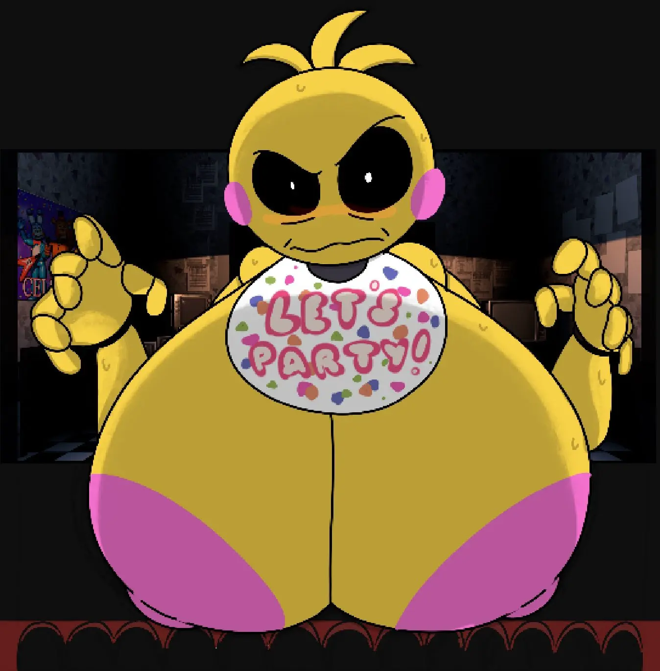 Image breasts,female,female_only,solo,nude,huge_breasts,breasts_bigger_than_head,pov,public,hanging_breasts,teasing,robot,robot_girl,casual,casual_nudity,five_nights_at_freddy's,theslashfive,public_nudity,toy_chica_(fnaf),jumpscare