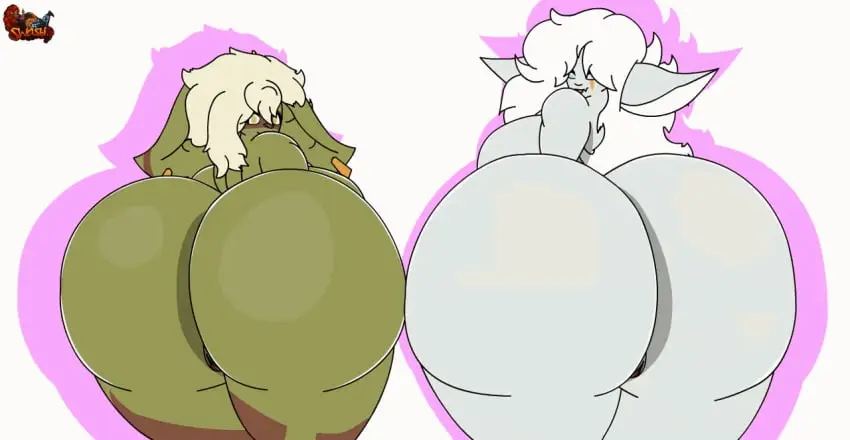 Image female,2girls,multiple_girls,big_ass,bubble_butt,huge_ass,thick_thighs,wide_hips,tagme,animated,ass_expansion,swasbi_(artist)