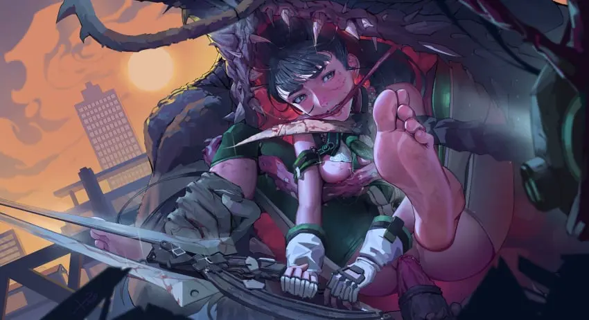 Image 1girls,female,highres,1boy,absurdres,black_hair,gloves,male,penis,sex,uncensored,feet,teeth,monster,vaginal_penetration,sharp_teeth,fangs,rape,bodysuit,eve_(stellar_blade),fingerless_gloves,stellar_blade,weapon,gag,gagged,sun,sword,city,monster_boy,two-tone_bodysuit,green_bodysuit,17yunzi,abaddon_(stellar_blade),h.an_(516635864),planet_diving_suit_(7th)_(stellar_blade),vertical_mouth
