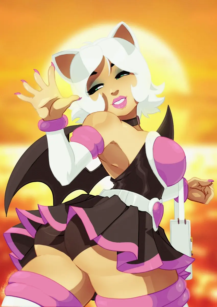 Image female,human,smile,white_hair,gloves,humanized,tail,ass,bubble_butt,smiling_at_viewer,white_hair_female,eyelashes,tan_body,2d,nail_polish,skirt,2d_(artwork),ass_focus,lipstick,sega,sonic_(series),sonic_the_hedgehog_(series),2d_artwork,boots,bat_wings,mobian_(species),rouge_the_bat,bag,mobian,mobian_bat,sonic_adventure_2,tovio_rogers,emerald_(gem),human_rouge,sonic_heroes