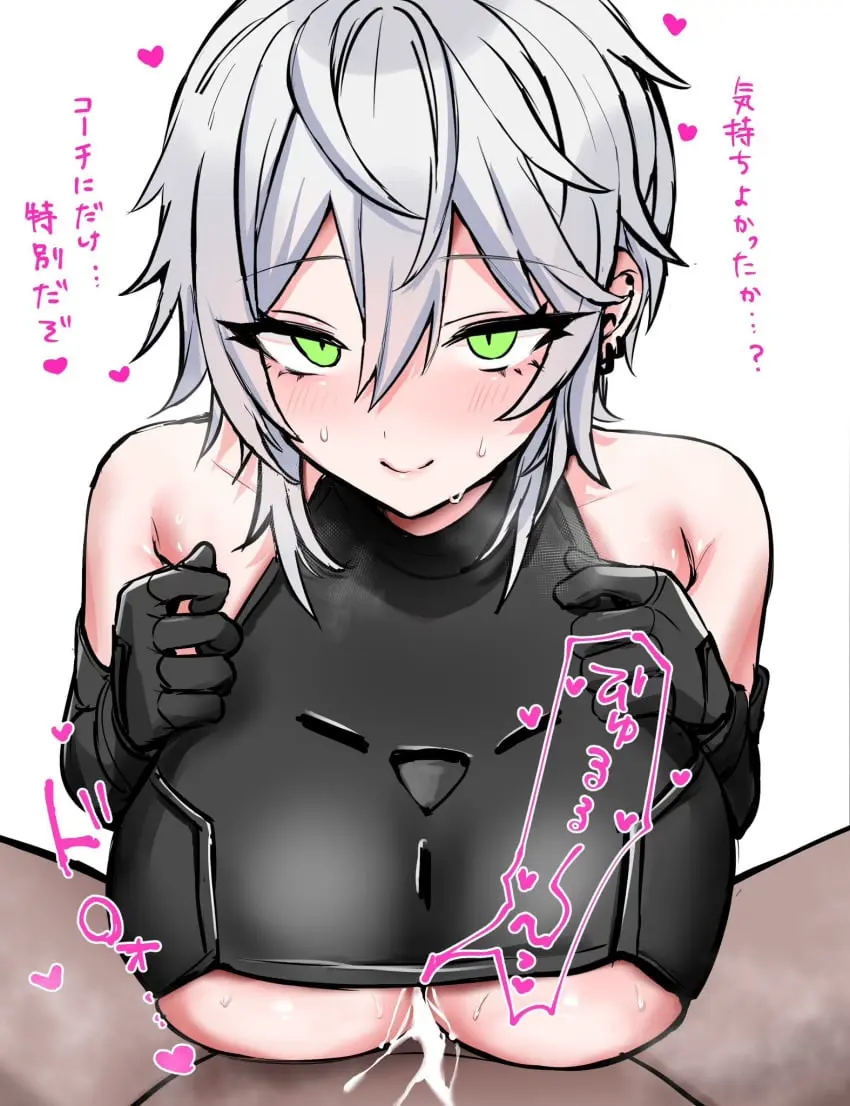Image 1girls,blush,breasts,female,grey_hair,light-skinned_female,light_skin,looking_at_viewer,smile,1boy,cum,male,sweat,dark-skinned_male,dark_skin,happy_female,underboob,huge_breasts,green_eyes,paizuri,happy_sex,ejaculation,pov,male_pov,cumshot,cumming_from_paizuri,ejaculation_between_breasts,paizuri_lead_by_female,cum_between_breasts,engulfing_paizuri,paizuri_under_clothes,cum_in_cleavage,cumming_between_breasts,dolphin_wave,bisyo_oji,sarah_anthony,cumming_in_cleavage,cumshot_in_chest