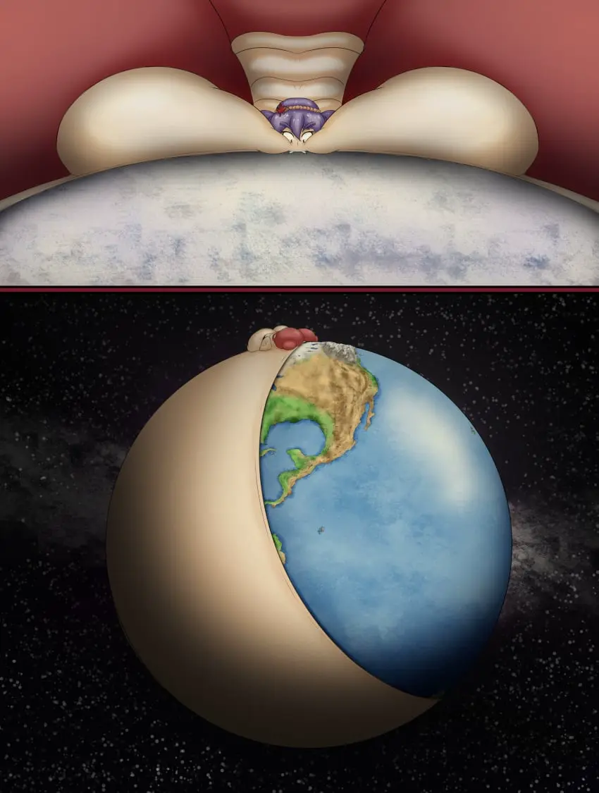 Image 1girls,breasts,female,touhou,fat_ass,gigantic_breasts,fangs,bottomless,nipples_visible_through_clothing,planet,femdom,morbidly_obese,vore,vore_belly,gigantic_ass,immobile,earth,kanako_yasaka,outgrowing_clothes,mass_vore,entirebrother,planet_vore,swallowing_whole