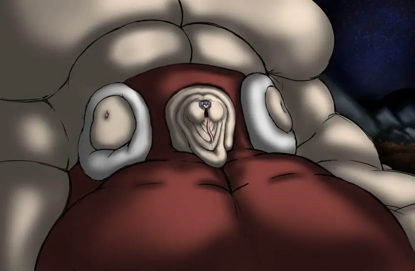 Image 1girls,breasts,female,touhou,tongue_out,gigantic_breasts,sagging_breasts,mountain,giantess,morbidly_obese,post_vore,gigantic_ass,gigantic_belly,immobile,forked_tongue,kanako_yasaka,snake_tongue,entirebrother,fat_cheeks