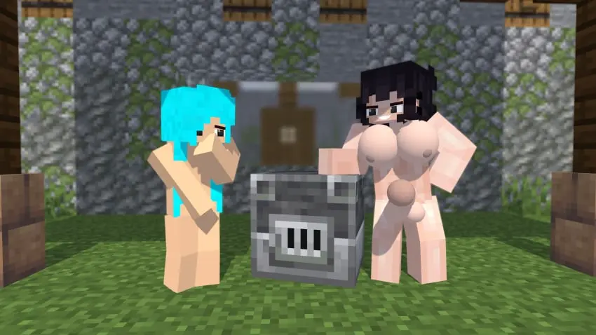 Image female,smile,standing,background,1futa,futanari,intersex,smiling,nude_female,3d,minecraft,nude_futa,younger_female,worried,grass,older_futa,mine-imator,dex69,furnace
