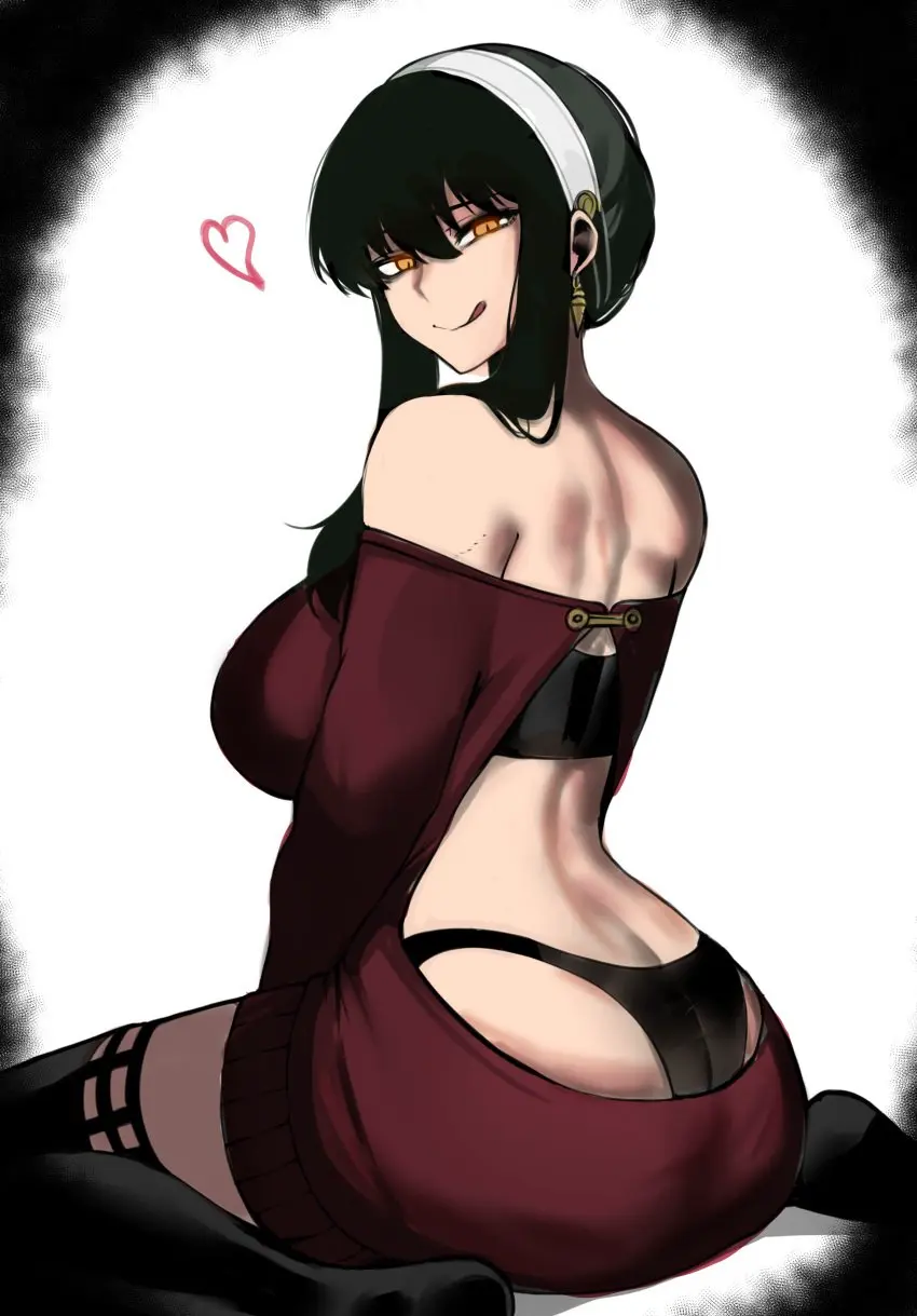 Image female,panties,ass,thighs,thigh_socks,color,back,monochrome,spy_x_family,yor_briar,yor_forger,color_edit,masoq095,colorized