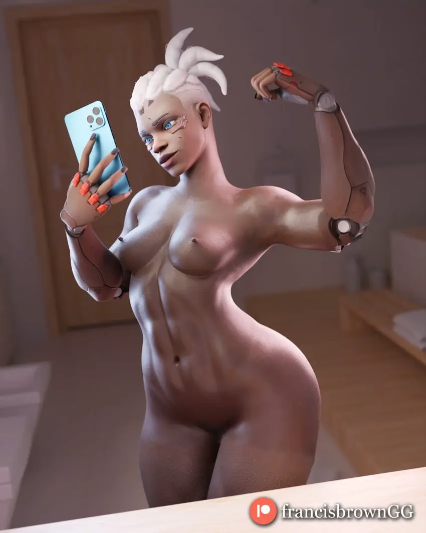 Image female,white_hair,pussy,mature_female,3d,mature,cyborg,overwatch,overwatch_2,long_nails,african_female,flexing,gilf,francis_brown,african,sojourn_(overwatch)