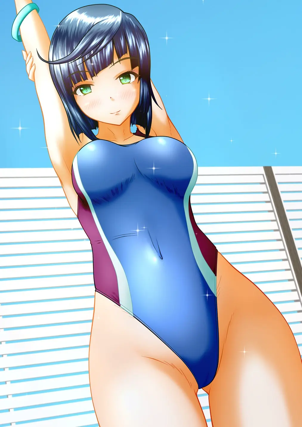 Image female,one-piece_swimsuit,swimsuit,original,original_character,leotard,swimwear,pullpull15