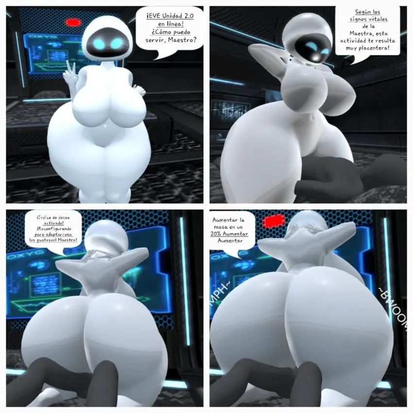 Image big_breasts,breasts,female,1boy,blue_eyes,male,big_ass,massive_ass,3d,black_body,sitting_on_person,white_body,face_in_ass,ass_expansion,breast_expansion,robot,robot_girl,1robot_girl,eve_(wall-e),wall-e