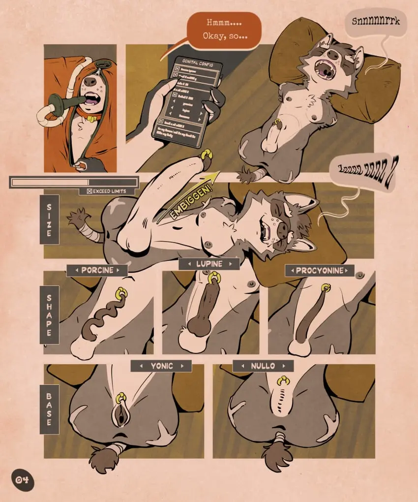 Image hi_res,male,nude,penis,pussy,intersex,male/male,piercing,absurd_res,comic,canid,canine,genitals,mammal,submissive_male,cuntboy,raccoon,scar,animal_genitalia,fox,transformation,sleeping,malesub,true_fox,growth,procyonid,red_fox,penis_growth,genital_piercing,penis_piercing,4_missing_limbs,amputee,science_fiction,disability,technology,prince_albert_piercing,cross_fox,obrien_(artist),vacuum_bed,genital_growth,mti_transformation,missing_limbs,cuntboy_transformation,male_to_cuntboy,no_limbs,nullo,penis_growth_(enlargement),pussy_growth,pussy_growth_(development),ristin
