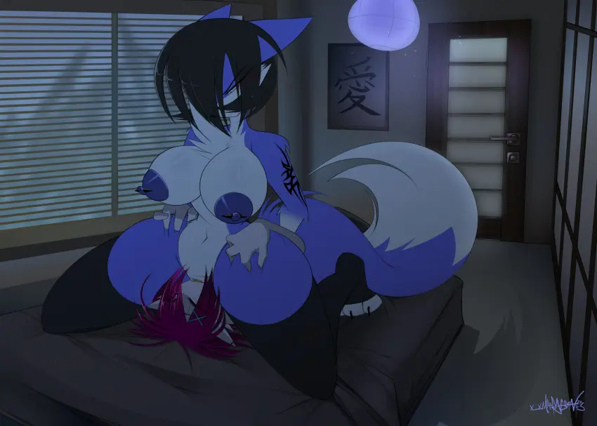 Image big_breasts,breasts,clothing,female,hi_res,nipples,black_hair,black_legwear,licking,oral,pokemon,pokemon_(species),short_hair,tail,tongue,ass,big_butt,sex,duo,wide_hips,tattoo,hair,huge_breasts,anthro,piercing,sitting,stockings,vaginal_penetration,closed_eyes,on_bed,purple_hair,bed,nintendo,bedroom,canid,canine,fur,mammal,claws,arm_tattoo,cunnilingus,angry_eyes,legwear,sitting_on_another,blue_body,white_body,female/female,nipple_piercing,anthro_only,window,black_stockings,sitting_on_bed,furniture,fox,tuft,white_fur,feral,black_clothing,facesitting,generation_3_pokemon,chest_tuft,gardevoir,lamp,lantern,door,bedroom_sex,madragon,china,emovoir,hieroglyphics,high_tights,hips_grab,paper_lantern