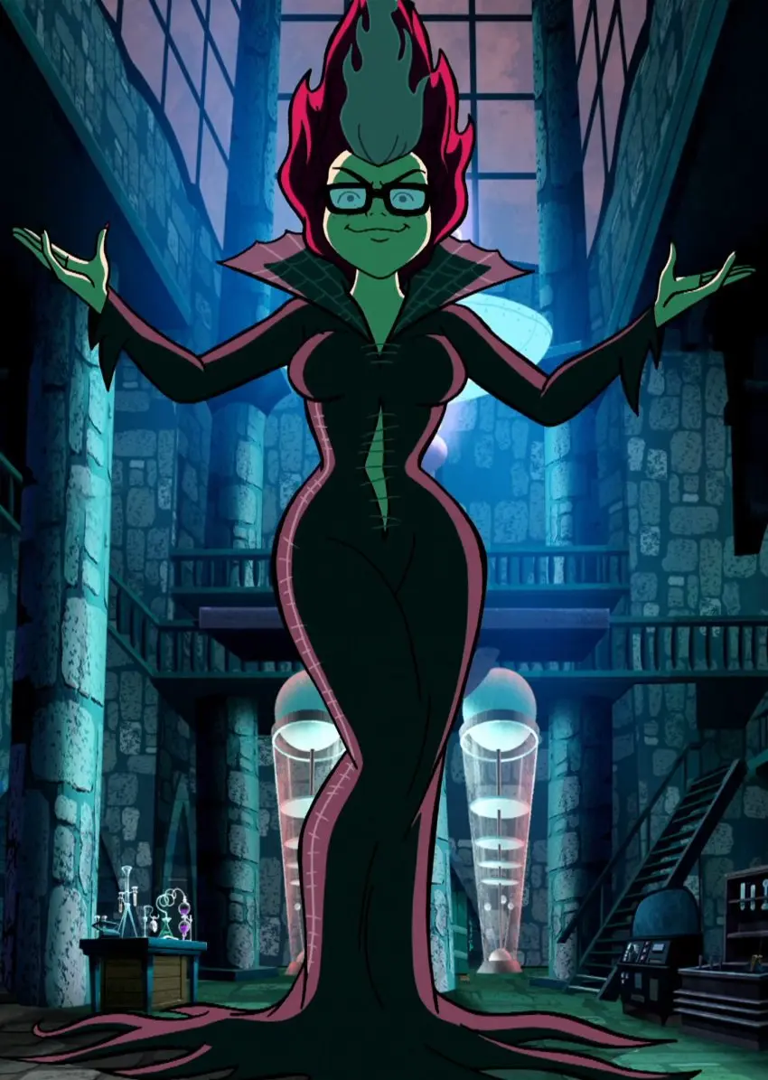 Image 1girls,female,red_hair,freckles,wide_hips,midriff,glasses,tight_clothing,black_dress,alternate_costume,goth,screencap,screenshot,scooby-doo,velma_dinkley,clothing_cutout,stitched,scooby-doo_frankencreepy,velma_von_dinklestein
