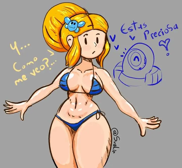 Image 1girls,female,1boy,male,bra,panties,tagme,couple,brawl_stars,spanish_dialogue,spanish_text,tagme_(artist),robot,piper_(brawl_stars),supercell,rico_(brawl_stars)