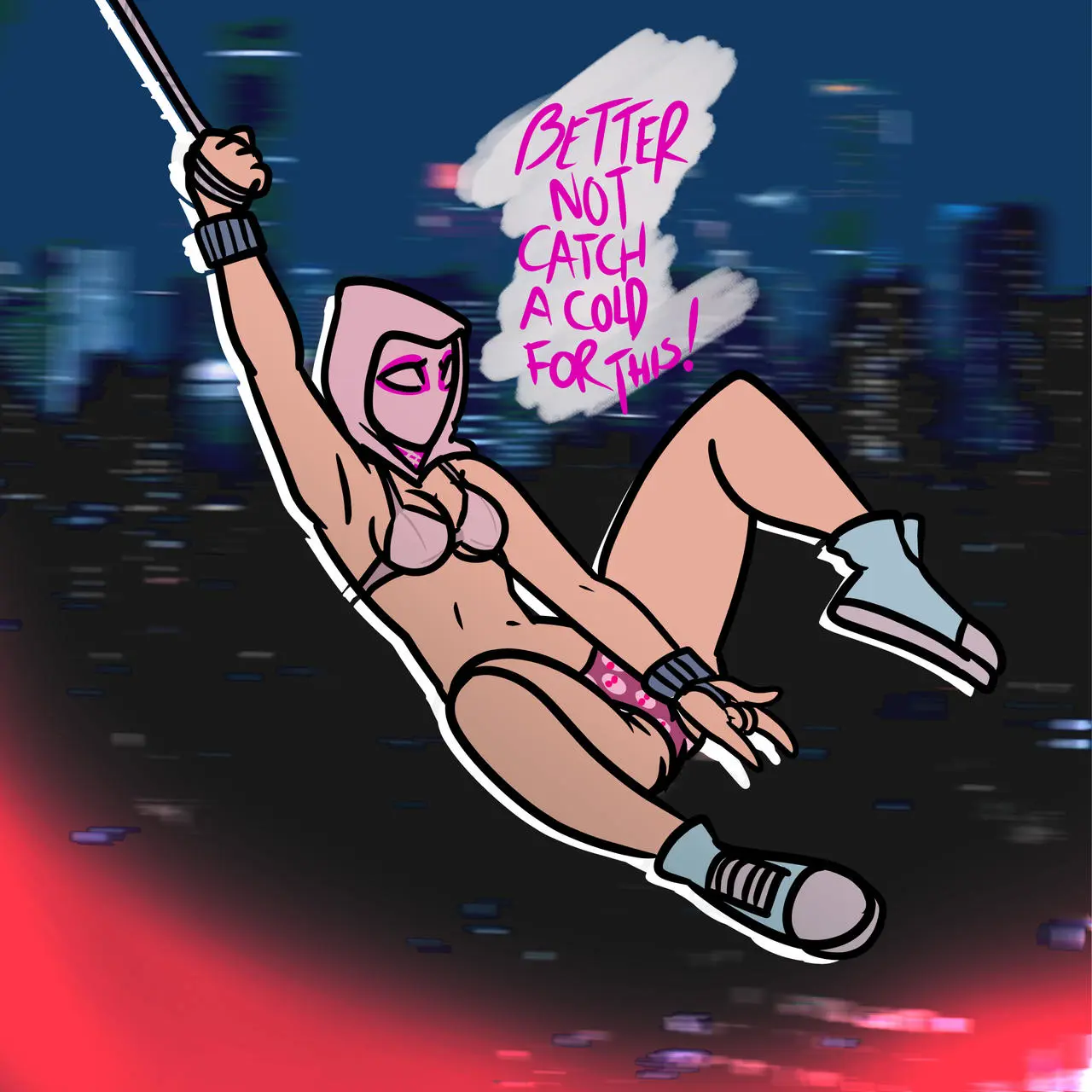 Image female,female_only,bra,panties,underwear,female_focus,armpits,embarrassed,marvel,marvel_comics,superheroine,mask,spider-man_(series),armpit,masked_female,superhero,masked,gwen_stacy,spider-gwen,embarrassed_underwear_female,euf,sqootshy