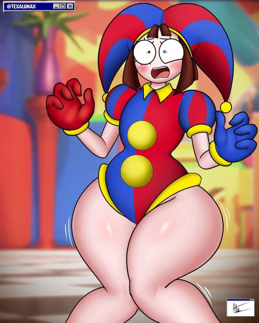 Image 1girls,female,female_only,thick_thighs,tagme,pomni_(the_amazing_digital_circus),the_amazing_digital_circus,nsfwtalex,telaxart,texalunax