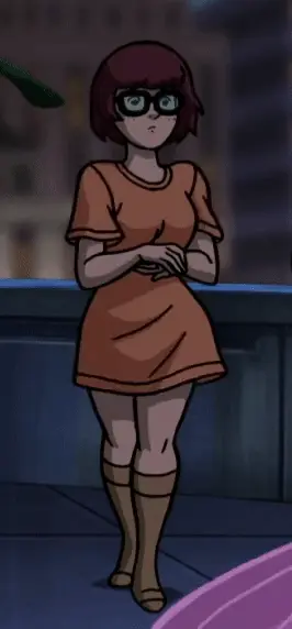 Image female,glasses,brown_hair,animated,orange_shirt,lowres,scooby-doo,velma_dinkley,kneesocks