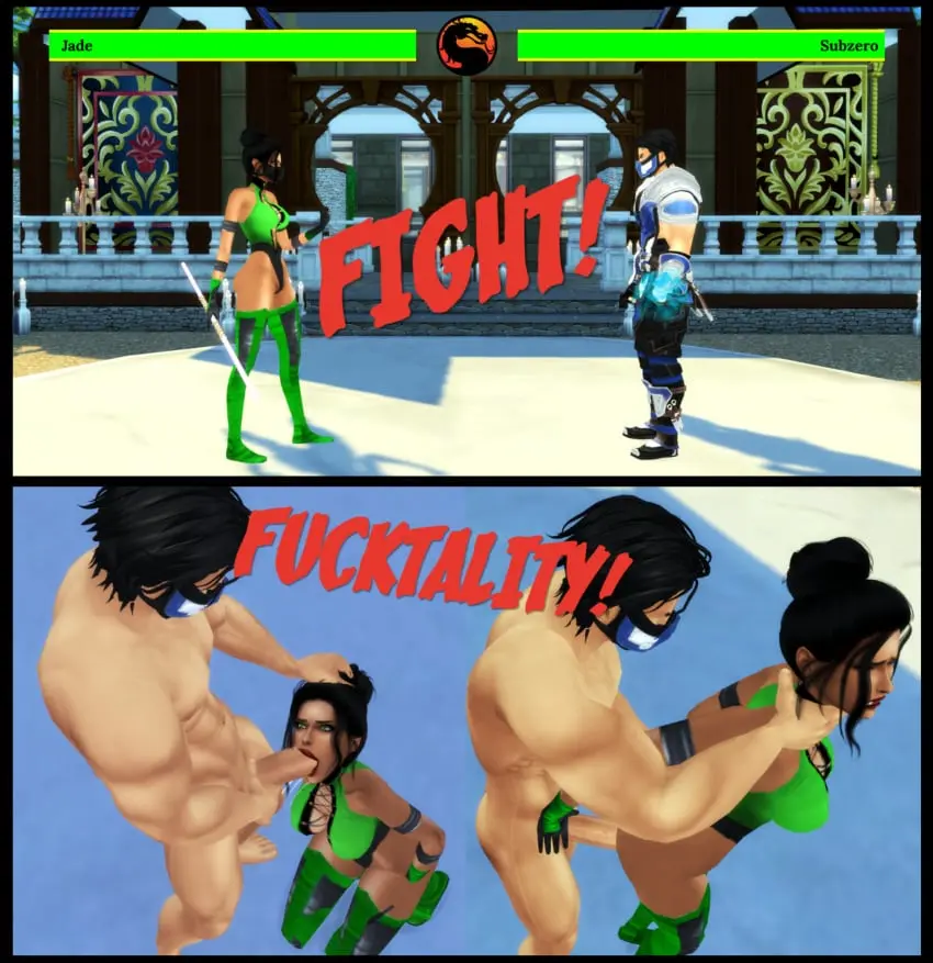 Image female,oral,blowjob,standing_sex,mortal_kombat,jade_(mortal_kombat),kuai_liang,sub-zero,pof3445,the_sims_4,sims4