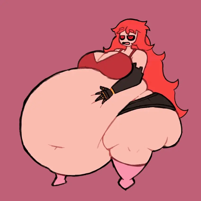 Image 1girls,big_breasts,breasts,female,red_eyes,red_hair,bra,panties,ass,big_ass,sex,thighs,belly,animated,fat_fetish,obese,hyper_belly,burping,ghornyb,scarlet_(ghornyb)
