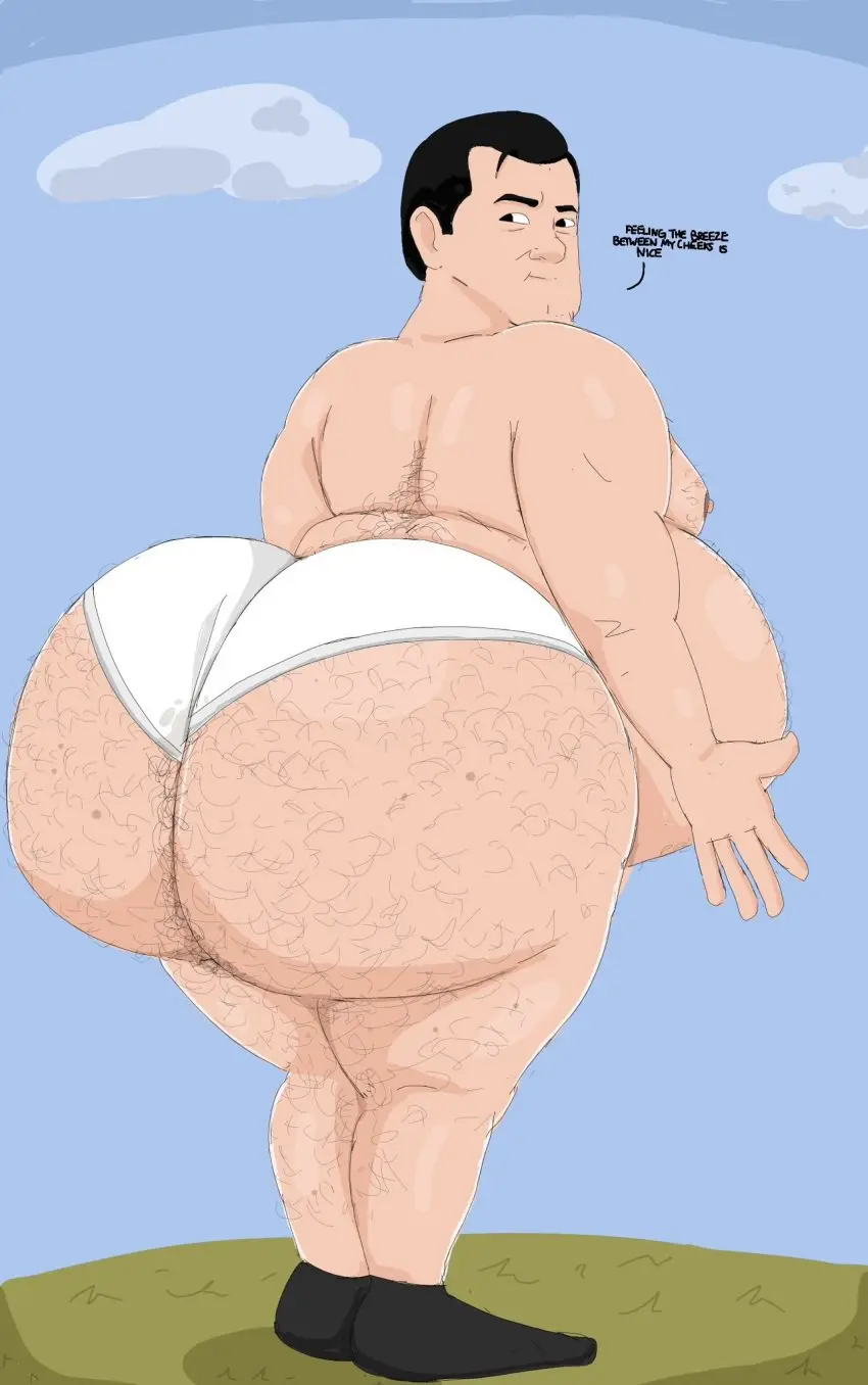 Image solo,1boy,black_hair,male,underwear,big_butt,huge_ass,huge_butt,male_only,big_belly,huge_belly,solo_male,overweight,obese,briefs,moobs,overweight_male,pantsless,shirtless,gigantic_ass,obese_male,fat_belly,bhm,shirtless_male,gigantic_butt,white_briefs,tighty_whities,animehikaridesu,ball_belly,big_as,randy_(tpb),trailer_park_boys
