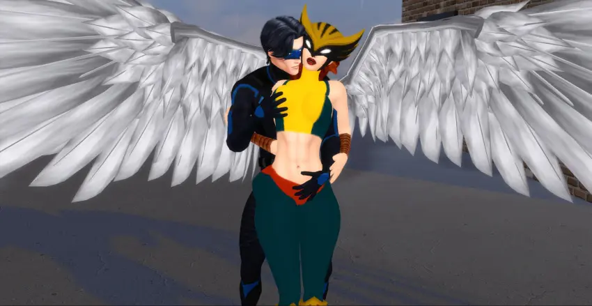 Image female,male,3d,batman_(series),dc,dc_comics,dick_grayson,nightwing,pof3445,the_sims,the_sims_4,hawkgirl