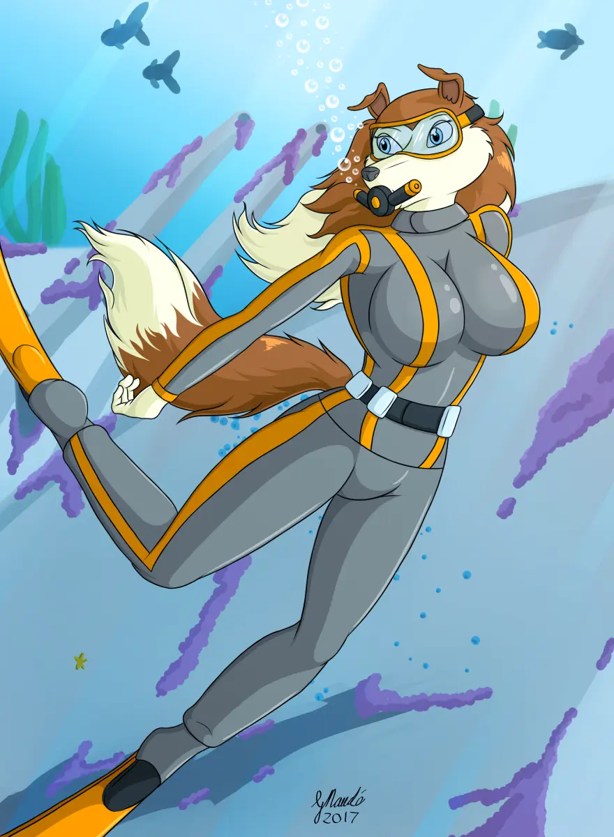 Image big_breasts,breasts,female,png,underwater,2017,wetsuit,scuba,scuba_gear,strikersa,2010s,colleen_(road_rovers),road_rovers,swimming_fins