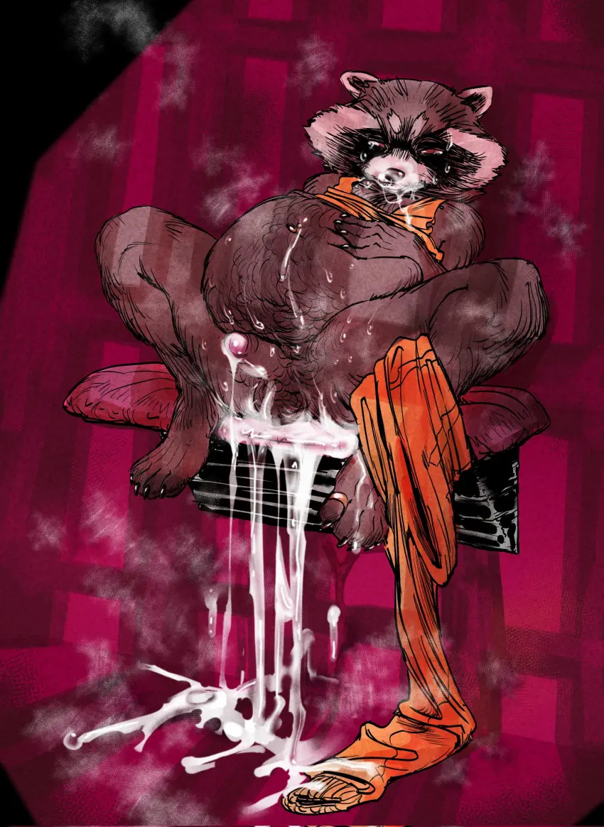 Image clothed,clothing,hi_res,looking_at_viewer,simple_background,solo,cum,cum_on_face,male,sweat,feet,cum_in_ass,male_only,jewelry,cum_inside,half-closed_eyes,after_sex,looking_pleasured,genital_fluids,inflation,bodily_fluids,fur,mammal,partially_clothed,narrowed_eyes,steam,excessive_cum,excessive_genital_fluids,raccoon,ring,brown_fur,toes,digit_ring,toe_ring,brown_body,marvel,marvel_comics,cum_on_ground,guardians_of_the_galaxy,procyonid,rocket_raccoon,pattern_background,concosive