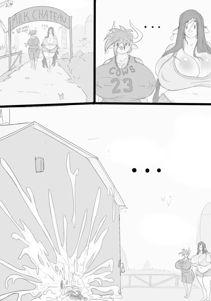 Image big_breasts,breasts,clothing,female,hi_res,long_hair,cum,male,bra,underwear,ass,big_butt,huge_butt,overalls,hair,huge_breasts,anthro,piercing,text,mythology,monochrome,genital_fluids,bodily_fluids,mammal,dialogue,horn,ear_piercing,shorts,english_text,excessive_cum,excessive_genital_fluids,cum_explosion,bovid,bovine,mythological_creature,group,trio,walking,equid,equine,unicorn,bottomwear,ear_tag,mythological_equine,farmer,barn,farm,cattle,hotpants,humor,cum_on_wall,butterscotch_(wonderslug),cum_on_building,dreamy_pride,scarecrow