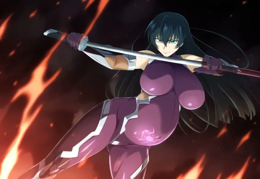 Image breasts,female,looking_at_viewer,thick_thighs,milf,ai_generated,pregnant,pregnant_female,huge_breasts,fishnets,igawa_asagi,katana,taimanin_asagi,ninja_girl,sssin2160