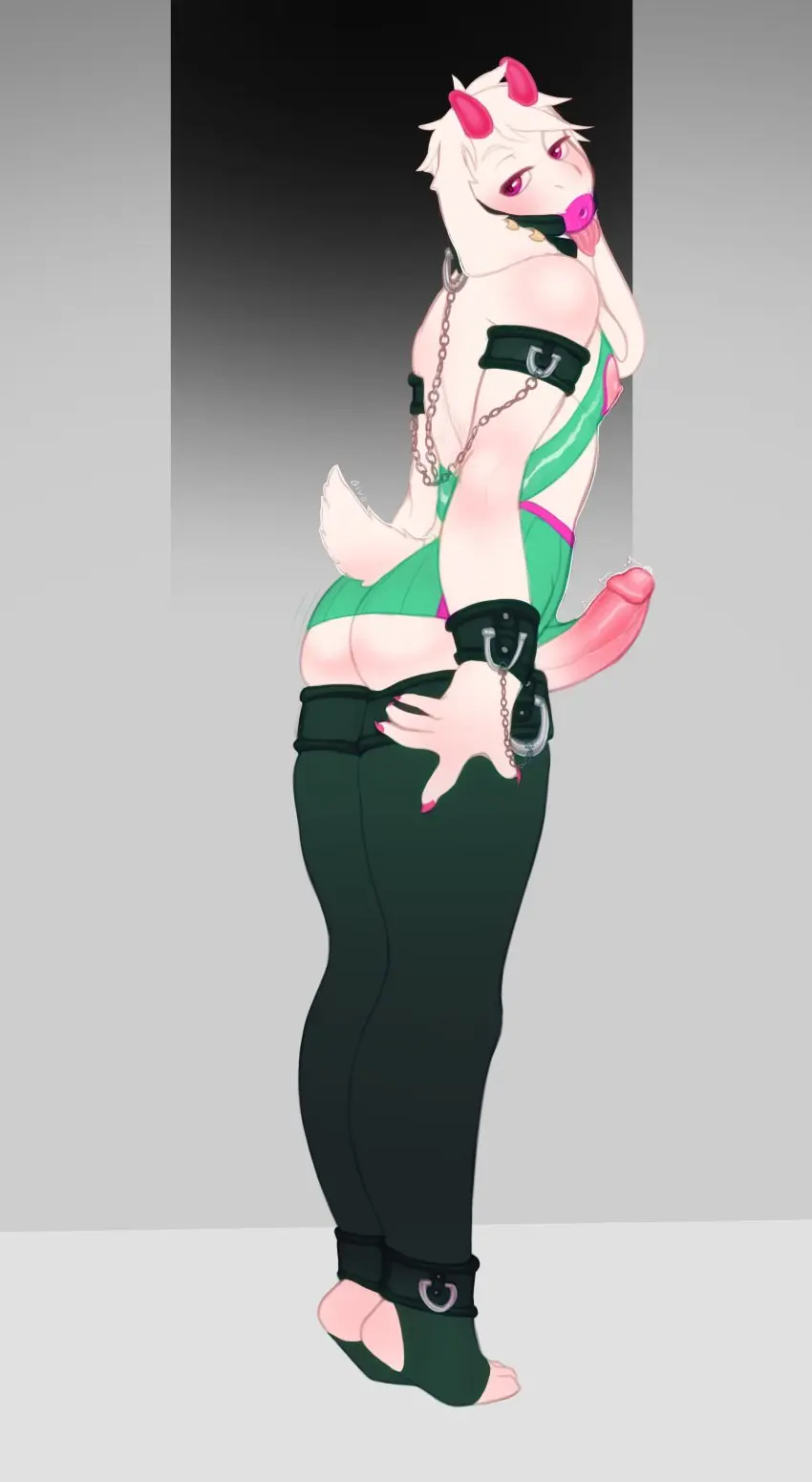 Image clothing,hi_res,looking_at_viewer,nipples,solo,1boy,male,penis,tongue_out,furry,tongue,ass,big_butt,thick_thighs,erection,humanoid,wide_hips,feet,femboy,male_only,anthro,2d,absurd_res,trembling,collar,skirt,genitals,mammal,horn,thick_penis,narrowed_eyes,bondage,glistening,glistening_body,furry_only,anthro_only,bovid,mammal_humanoid,gesture,chains,deltarune,furry_male,shaking,ball_gag,gag,caprine,goat,undertale_(series),costume,bottomwear,suggestive,harness,anthro_male,leather,leather_clothing,tiptoes,suggestive_gesture,humanoid_male,humanoid_only,ralsei,circumcised,givo