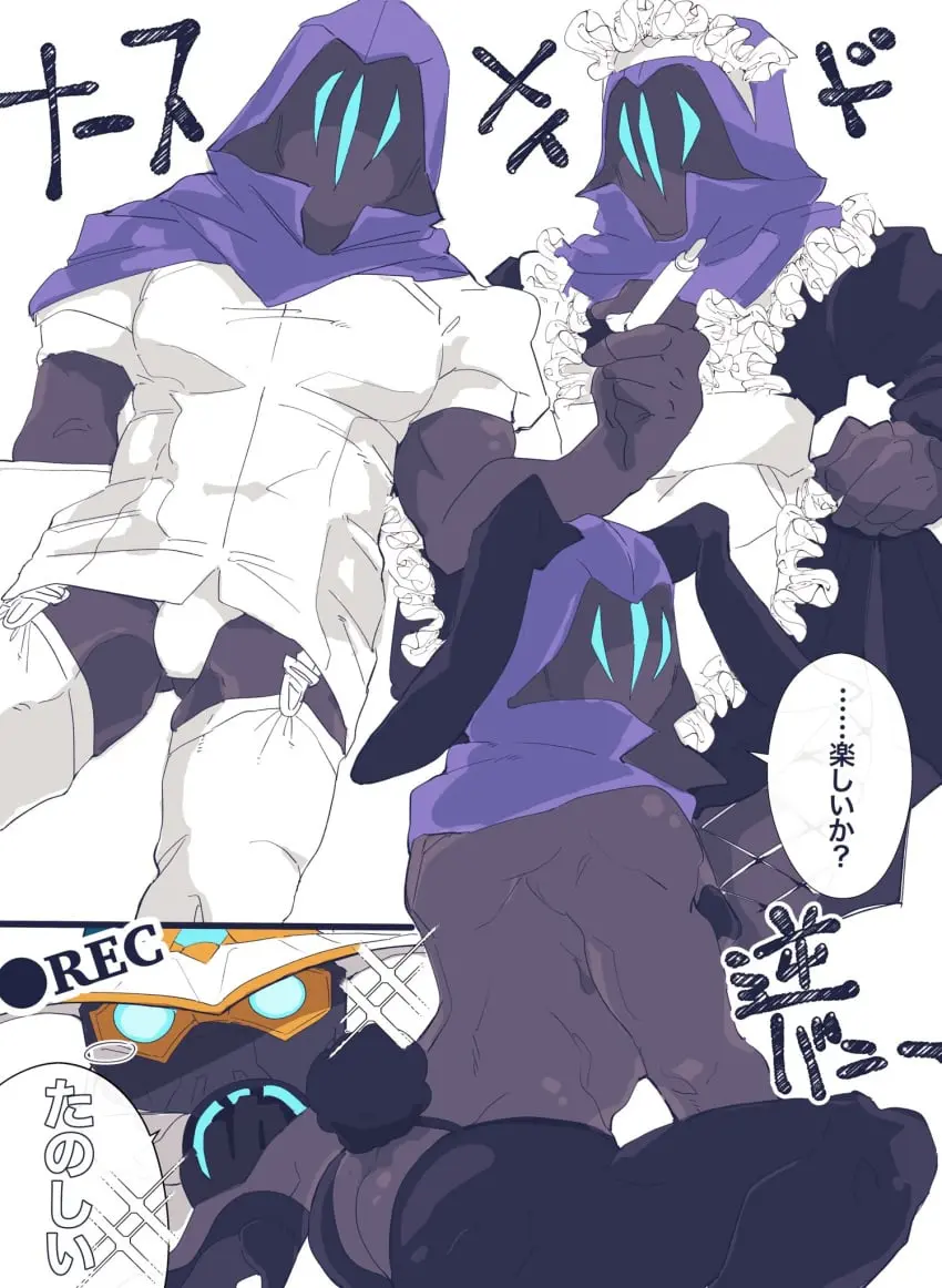 Image male,ass,faceless_male,muscular,muscular_male,2boys,male/male,male_only,gay,bunny_ears,bulge,maid,maid_uniform,ass_focus,bunnysuit,male_focus,half-dressed,gay_male,mask,valorant,faceless_character,omen_(valorant),half_naked,masked_male,cypher_(valorant)