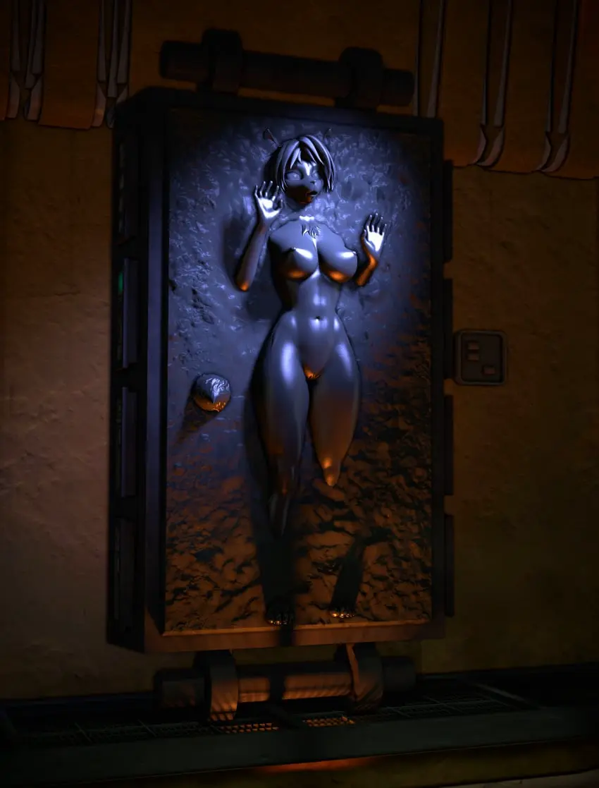 Image breasts,female,nipples,solo,nude,furry,anthro,nintendo,3d,star_wars,bound,source_filmmaker,krystal,star_fox,encasement,petrification,frozen,carbonite,sfmcarbonfreezer