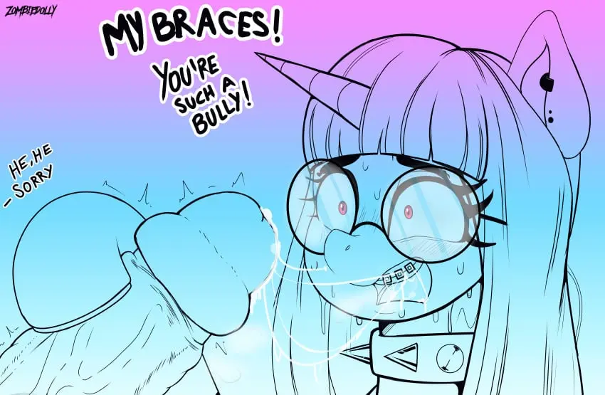 Image female,hi_res,human,simple_background,solo,cum,cum_in_mouth,male,penis,choker,faceless_male,jewelry,eyewear,glasses,male/female,gradient_background,cum_inside,piercing,mythology,absurd_res,after_oral,necklace,braces,genital_fluids,bodily_fluids,genitals,mammal,dialogue,horn,ear_piercing,nerd,surprise,surprised_expression,friendship_is_magic,hasbro,my_little_pony,mythological_creature,hooves,feral,equid,equine,horse,pony,unicorn,holding_penis,faceless_character,mythological_equine,zombiedolly,keta_(zombiedolly),neet