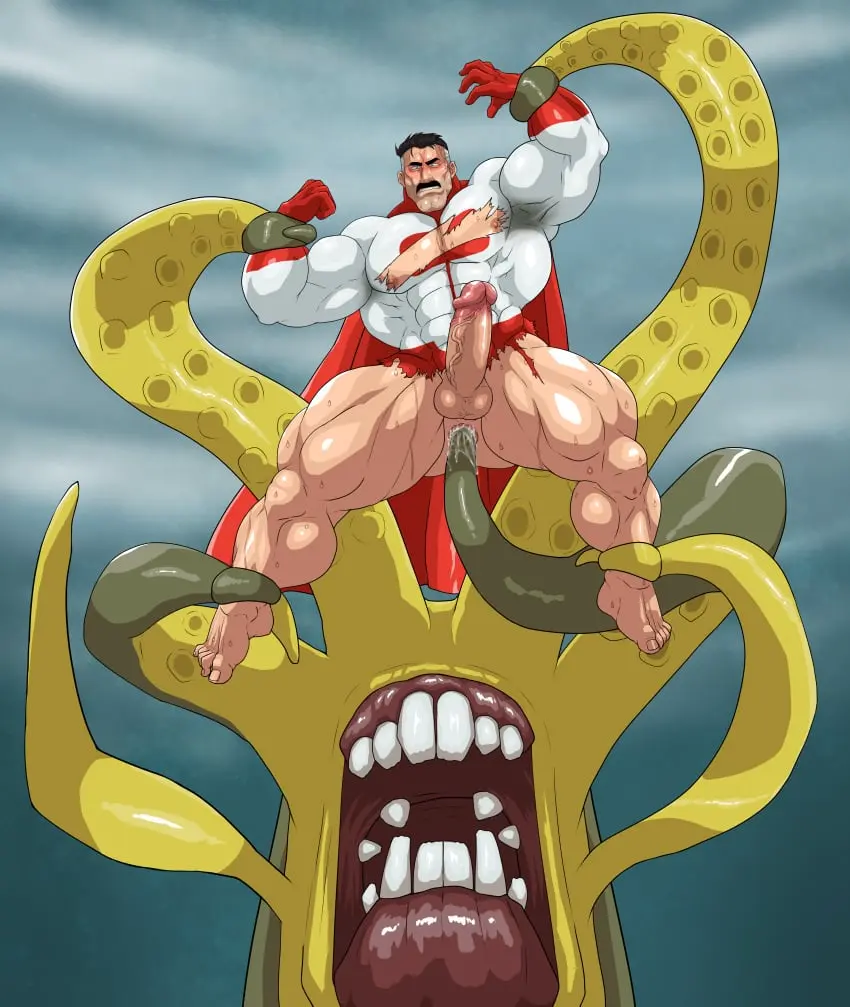 Image male,penis,sweat,erection,muscular,male_only,yaoi,balls,gay,bara,tentacle,sweating,boner,invincible,muscles,questionable_consent,ripped_clothing,nolan_grayson,omni-man,kaiju,tentacle_on_male,hitenmaru