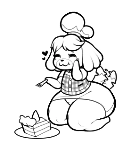 Image 1girls,female,simple_background,big_ass,big_butt,bottom_heavy,thick_thighs,anthro,nintendo,canid,canine,animal_crossing,isabelle_(animal_crossing),big_hips,lowres,canid_humanoid,short_skirt,huge_hips,colorless,cake,blush_stickers,doodle,hips_wider_than_shoulders,wagging_tail,visible_underwear,box_(hajimeyou654)
