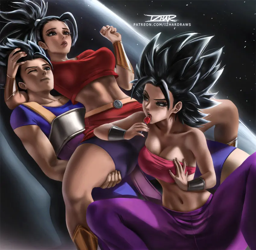 Image big_breasts,breasts,female,1boy,2girls,black_hair,male,multiple_girls,huge_breasts,tagme,dragon_ball,dragon_ball_super,saiyan,caulifla,kale,higher_resolution_available,cabba,izhardraws