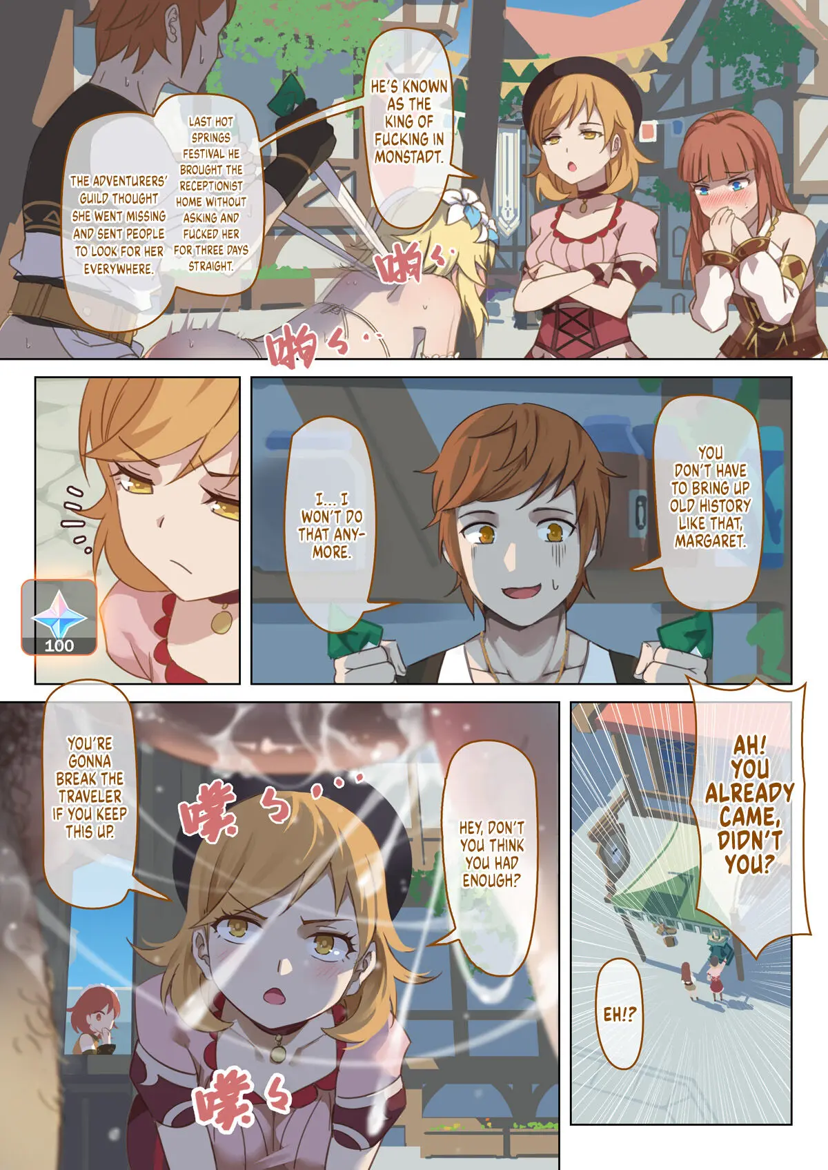 Image blush,female,open_mouth,cum,penis,uncensored,erection,genshin_impact,pubic_hair,public,speech_bubble,lumine_(genshin_impact),public_sex,npc,manga,adventurers_guild,alchemist,anna_(genshin_impact),fourth_descender,margaret_(genshin_impact),mondstadt,mondstadt_hot_spring_festival,mondstadt_hot_springs_festival,npc_(genshin_impact),timaeus_(genshin_impact),vycma
