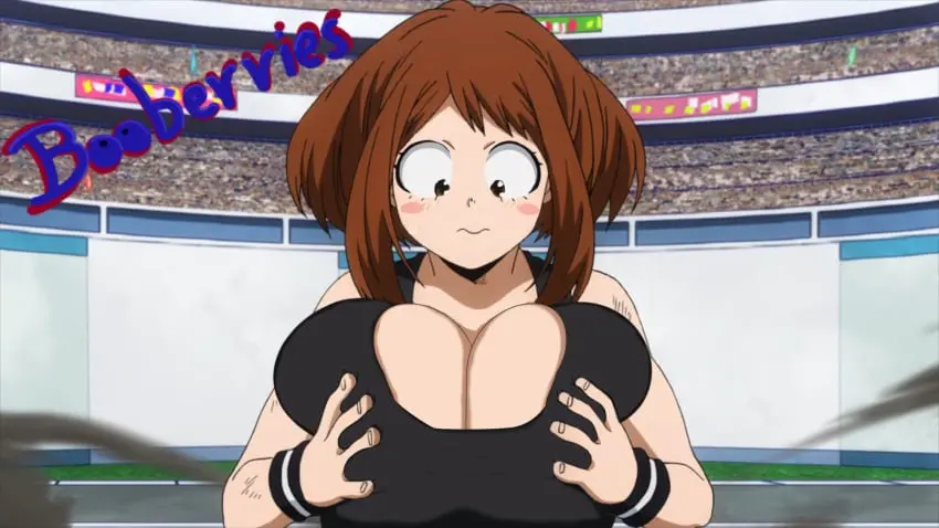 Image 1girls,breasts,female,my_hero_academia,ochako_uraraka,teenage_girl,boku_no_hero_academia,breast_grab,edit,wide_eyed,anime,breast_expansion,breast_inflation,uraraka_ochako,looking_down_at_breasts,edited_screencap,booberries_morphs,teen_tits