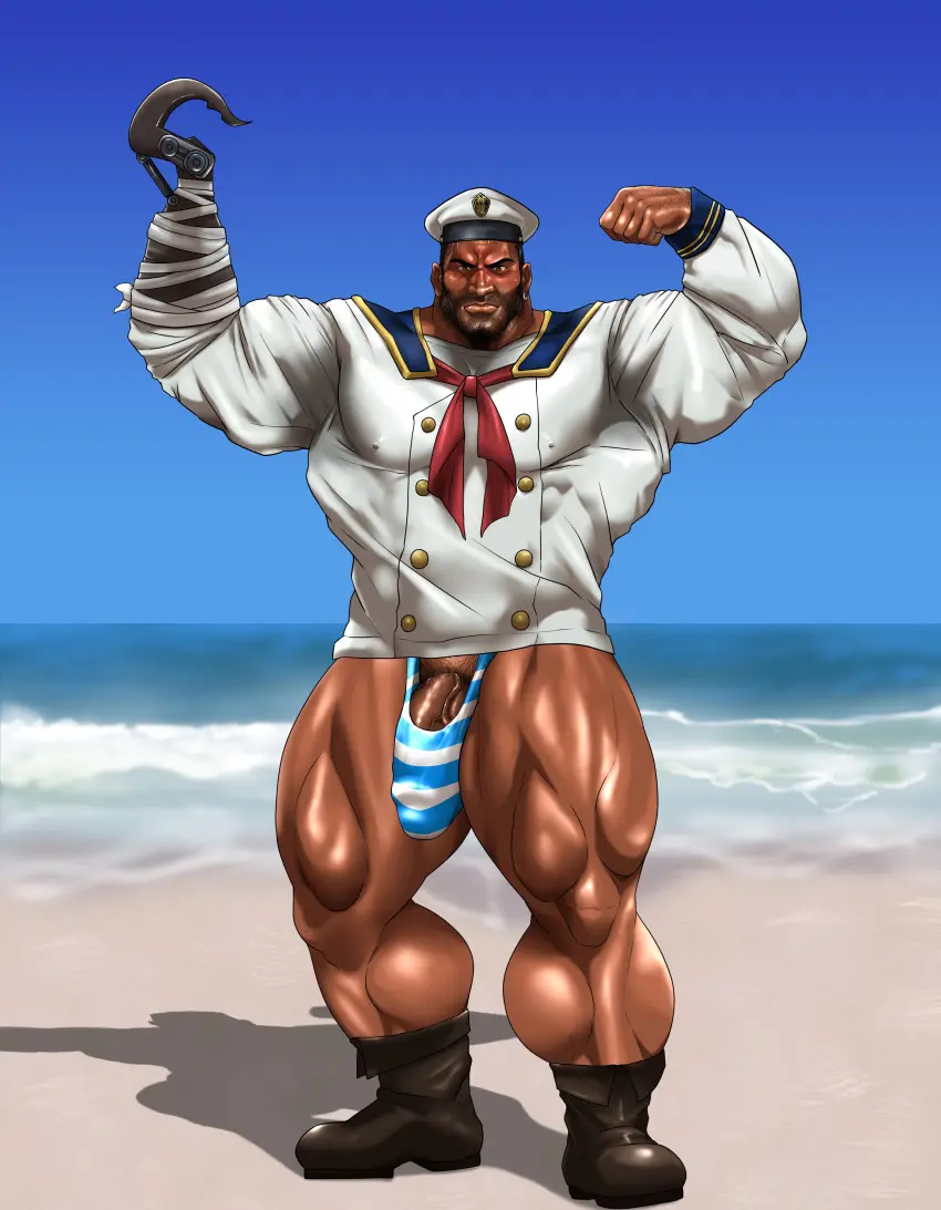 Image solo,male,penis,muscular,male_only,yaoi,balls,bara,bulge,flaccid,final_fantasy,final_fantasy_vii,solo_male,beard,muscles,facial_hair,pantsless,barret_wallace,flexing,hitenmaru