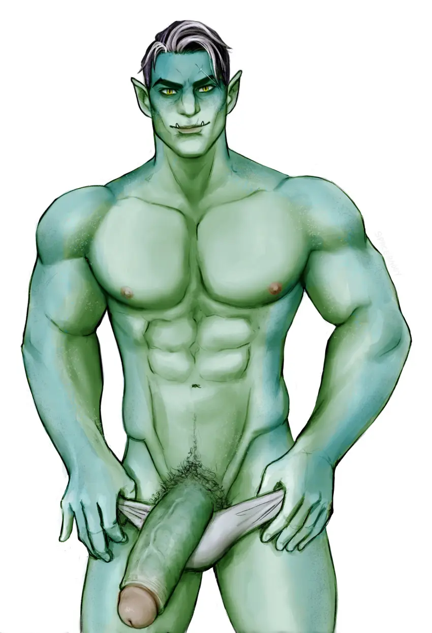 Image looking_at_viewer,nipples,1boy,male,nude,penis,underwear,big_penis,erection,muscular,muscular_male,male_only,yaoi,completely_nude,pubic_hair,bara,bulge,male_nipples,completely_nude_male,male_pubic_hair,2022,half-erect,critical_role,spacebaddy,critical_role:_the_mighty_nein,fjord_(critical_role)