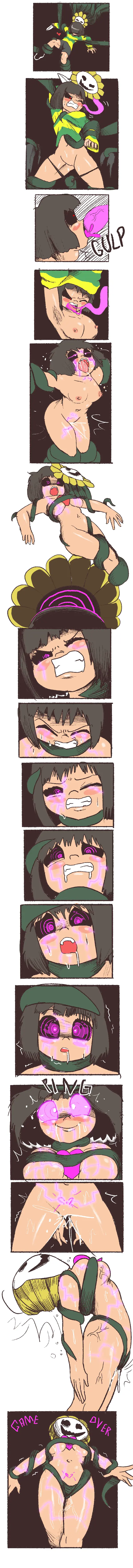 Image blush,breasts,female,open_mouth,red_eyes,simple_background,absurdres,black_hair,cum,pussy,sweat,tattoo,cum_in_pussy,text,pussy_juice,purple_eyes,squirting,comic,orgasm,restrained,flower,heart,sweater,femsub,plant,possession,undertale,hypnosis,before_and_after,mind_control,mind_break,spiral_eyes,resisting,corruption,game_over,chara,knife,flowey_the_flower,force_feeding,symbol_in_eyes,happy_trance,possessed,spit_trail,body_control,plant_tentacles,female_chara,limp,flower_creature,flowey,plant_control,pstash