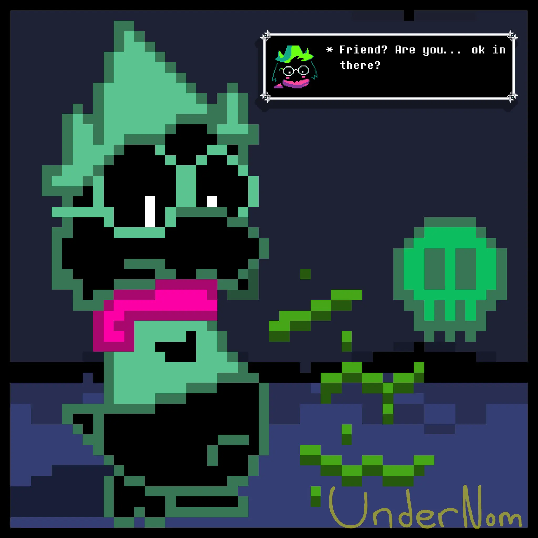 Image solo,1boy,male,furry,humanoid,male_only,anthro,2d,text,mammal,english_text,furry_only,anthro_only,talking,mammal_humanoid,deltarune,furry_male,pixel_art,caprine,undertale_(series),questionable_consent,vore,digestion,vore_belly,anthro_male,death,pixel,humanoid_male,humanoid_only,ralsei,art,digested,digital,_nomminramen,undernom