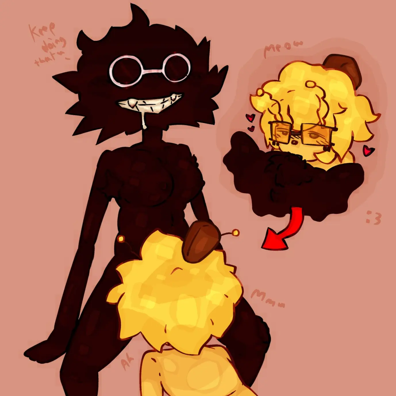 Image breasts,breasts_out,female,female_only,nipples,2girls,black_hair,multiple_girls,pussy,female_focus,pleasured,teeth,drooling,glasses,naked,monster_girl,cute,fur,black_body,yuri,fangs,cunnilingus,english_text,submissive_female,naked_female,2024,female/female,no_clothes,lesbian_sex,yellow_hair,lowres,hairy_pussy,moaning,yellow_skin,fluffy_hair,wholesome,roblox,robloxian,no_eyes,wholesome_sex,regretevator,roblox_game,eating_pussy,antennae,closeup,blank_background,yellow_teeth,bive_(regretevator),ovnbreak,split_(regretevator)