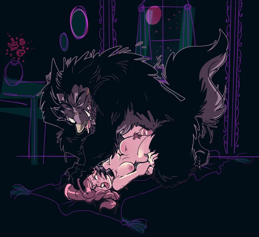 Image female,male,male/female,tagme,monster,werewolf,pinned_down,monster_on_female,weakplacenta